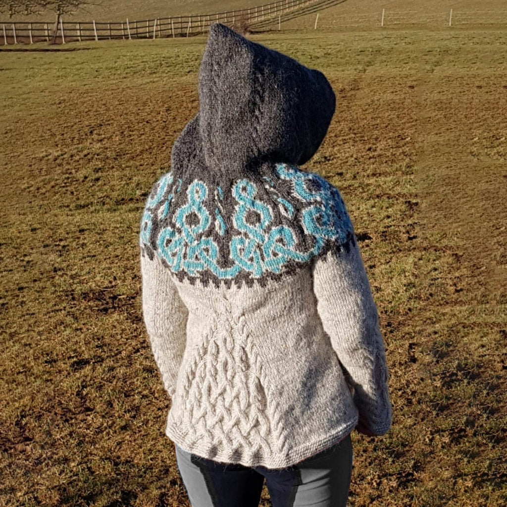 Women's Retro Round Totem Aran Jacquard Cozy Hooded Sweater elevenforest