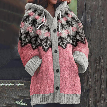 Vintage Jacquard Warmth Icelandic Knit Print Women's Sweater elevenforest