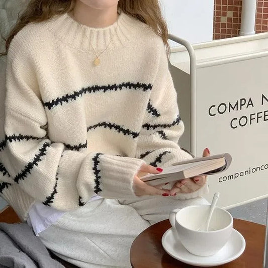 Celine® | Women's long-sleeved sweater with a striped print