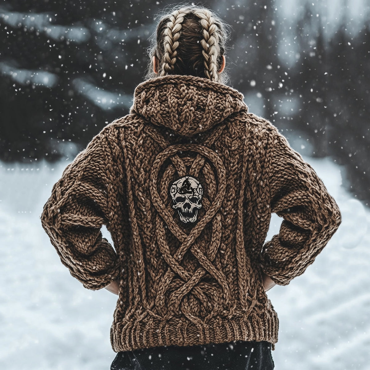 Women's Vintage Viking Totem Celtic Knot Pocket Hooded Sweater elevenforest