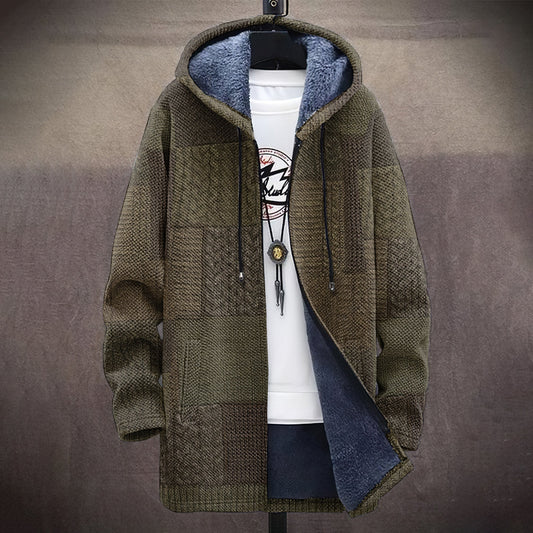 Men's Vintage Fairman Island Patchwork Pattern Zip Sweater artswardrobe