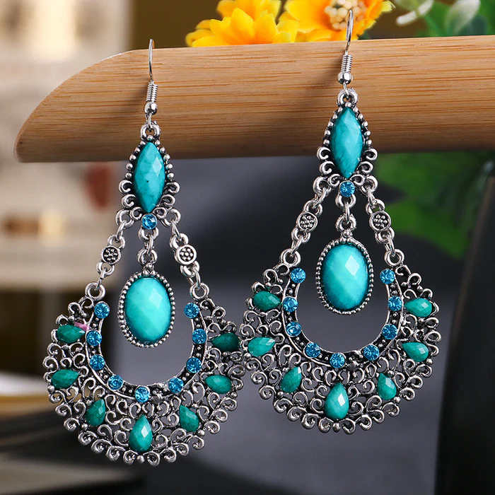 Dangling Mandala Stone Earrings