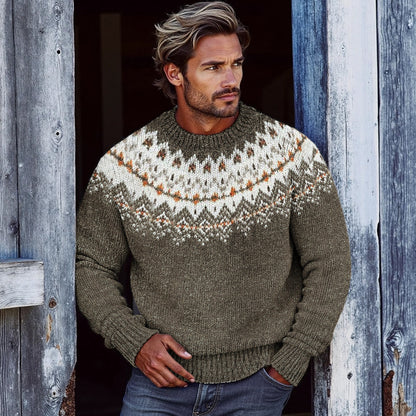 Men's Vintage Fairman Island Jacquard Sweater elevenforest