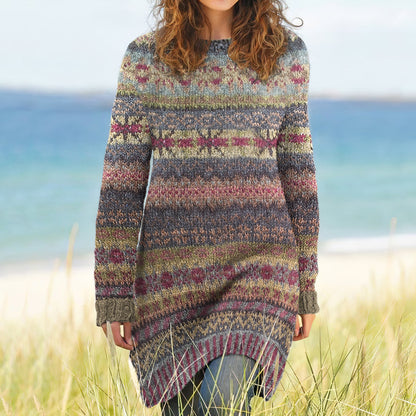 Vintage Fairman Island Knit Jacquard Contrast Sweater Midi Dress elevenforest