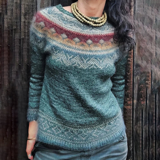 Women'S Fairman Island Gradient Geometric Jacquard Sweater elevenforest