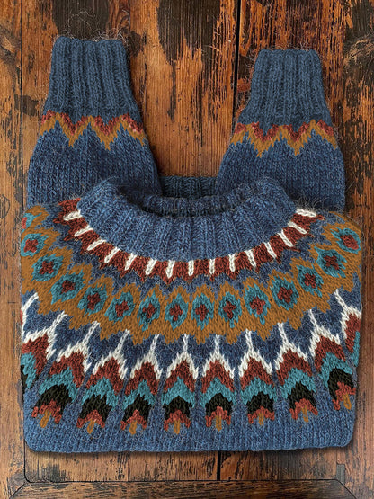 Vintage Icelandic Knit Jacquard Warmth Crew Neck Sweater（Unisex） elevenforest