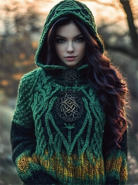 Vintage Celtic Knot Irish Gradient Cozy Hooded Sweater artswardrobe