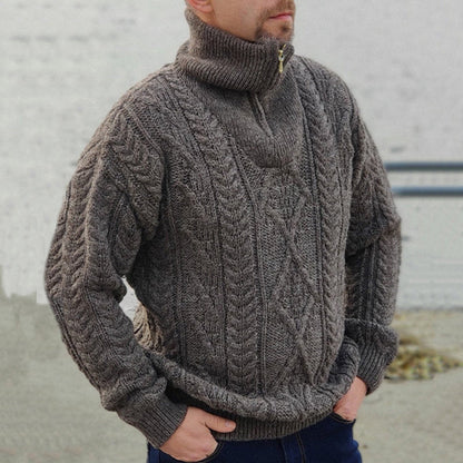 Mens Organic Irish Aran Half Zip Sweater artswardrobe