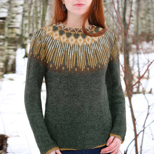 Vintage Fairman Island Print Crew Neck Sweater elevenforest