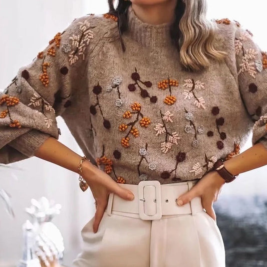 Larisa® | Comfortable and soft women's sweater with an autumn print