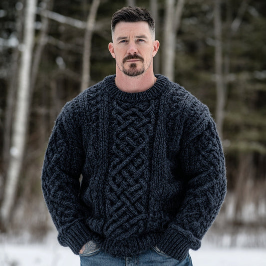 Men's Vintage Fairman Island Jacquard Thick Warm Crew Neck Sweater elevenforest