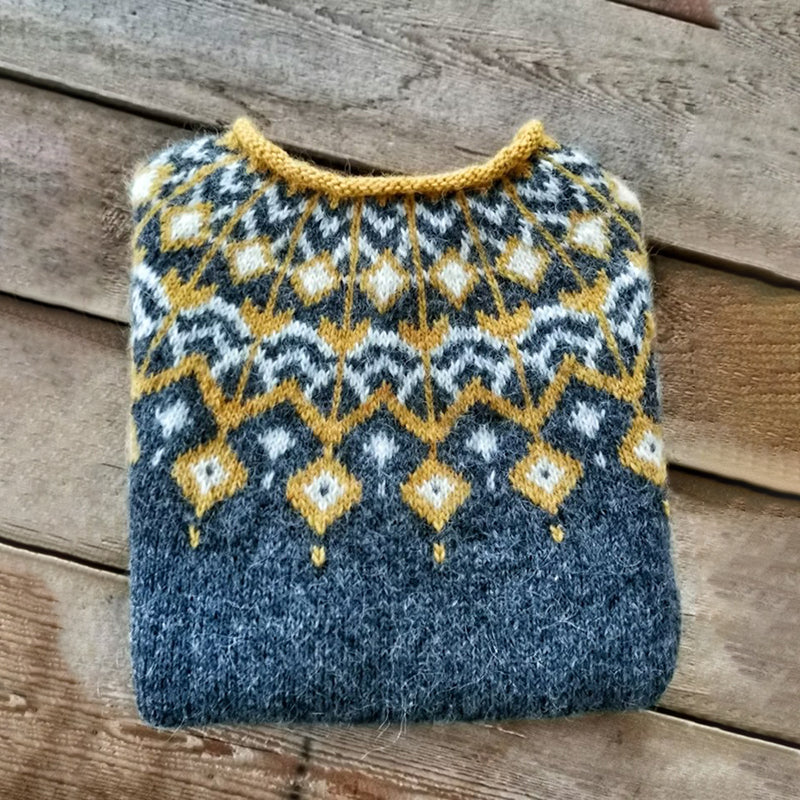Vintage Geometry Fairman Island Print Comfy Sweater elevenforest
