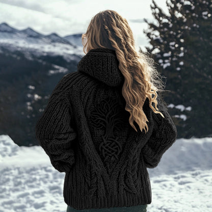 Women's Viking Tribal Tree Of Life Celtic Knot Hooded Sweater artswardrobe
