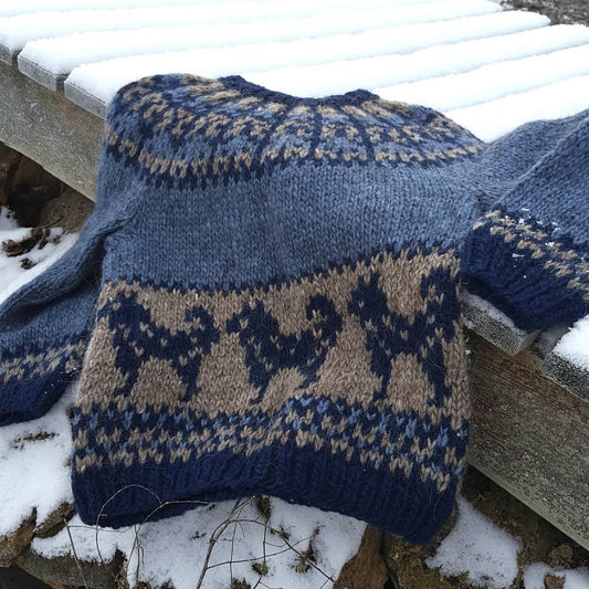 Vintage Warmth Knit Jacquard Icelandic Crew Neck Sweater（Unisex ） elevenforest