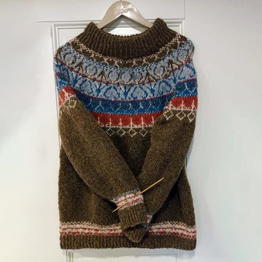 Vintage Iceland Pattern Warm Comfy Cozy Long Sleeve Sweater elevenforest