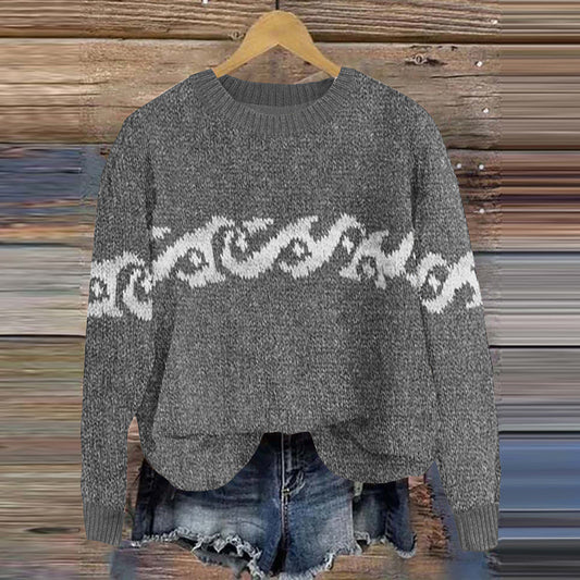 Vintage Surf Knit Island Jacquard Comfy Sweater elevenforest