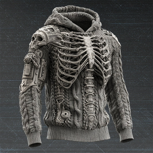 Futuristic Bionic Mechanical Frame Men's Hooded Sweater artswardrobe