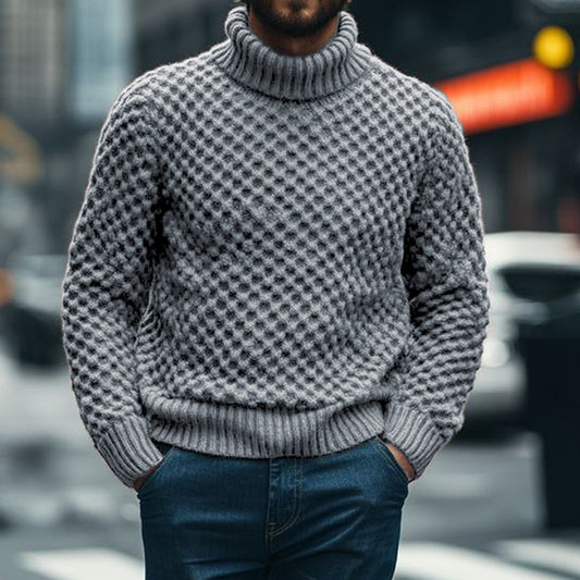 Men's Vingate Chunky Knitting Jacquard Turtleneck Sweater elevenforest