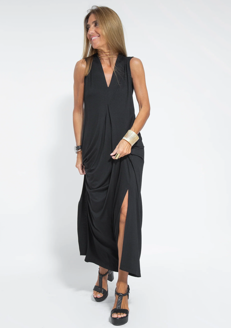 Black dress + vest in black
