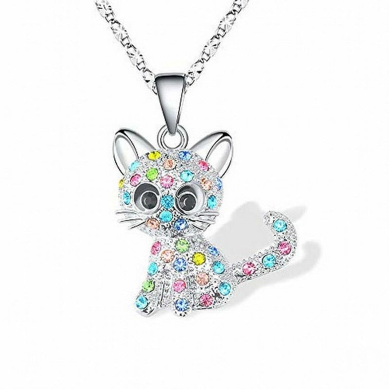 Silver Kitten Pendant Necklace