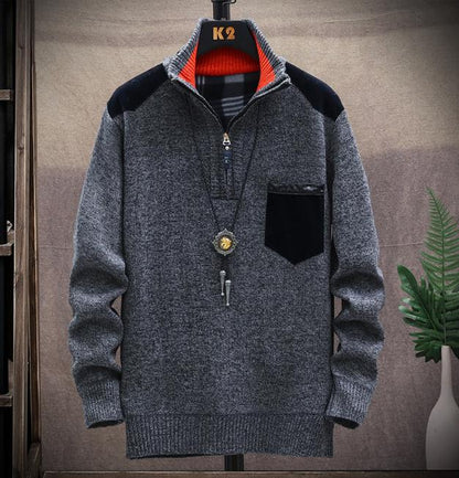 Men's Vintage Knitted Stand Collar Sweater elevenforest