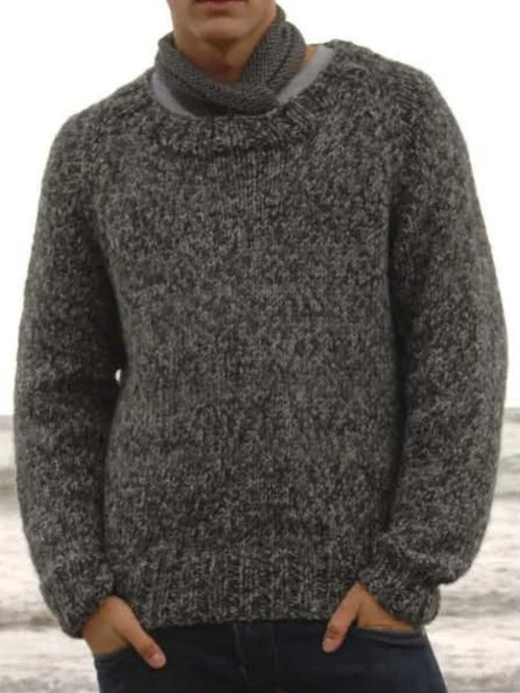 Dark Gray Men's Knit Crew Neck Sweater elevenforest