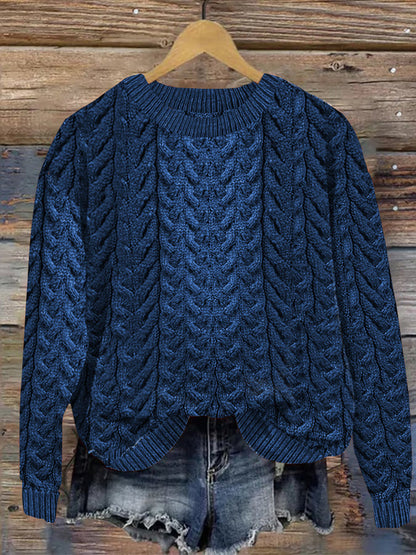 Women's Super Soft Honeycomb Aran Crew Neck Sweater artswardrobe