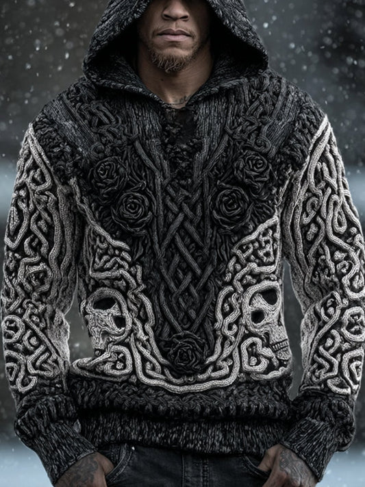 Men's Viking-style Vintage Hooded Sweater artswardrobe