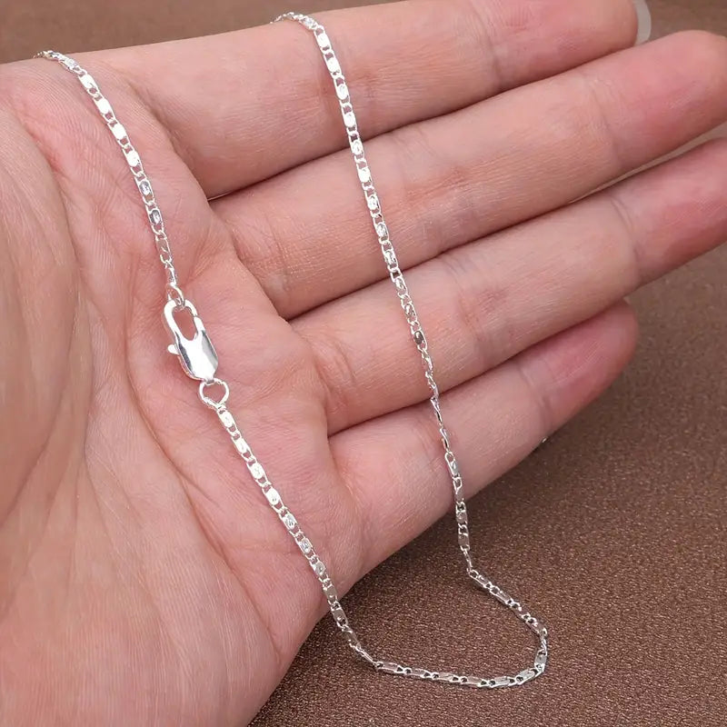 Silver-plated Star Pendant Necklace – 2mm Flat Chain