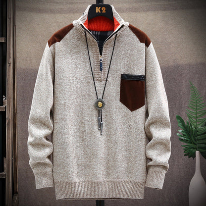 Men's Vintage Knitted Stand Collar Sweater elevenforest