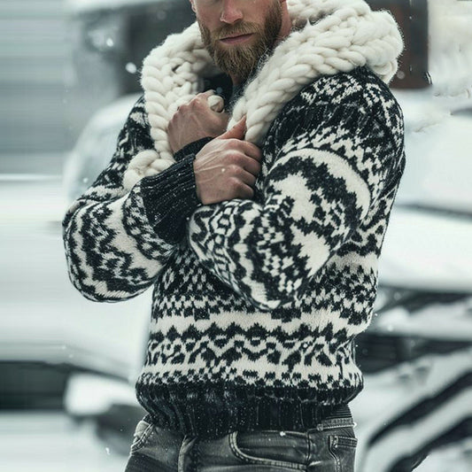 Fairman Island Jacquard Warmth Retro Pattern Cozy Crew Neck Sweater artswardrobe