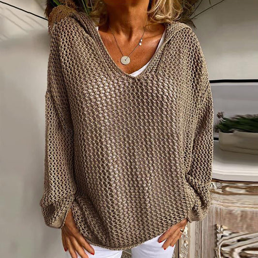 Vintage Hollow Out Comfy Hooded Sweater elevenforest