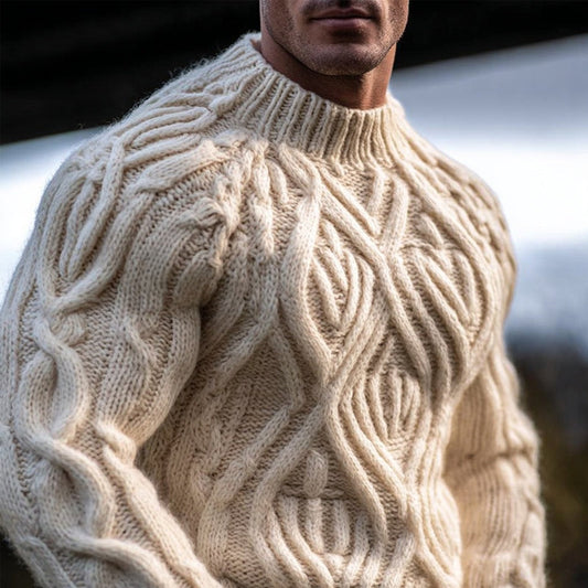 Men's Viking Celtic Jacquard Chunky Turtleneck Sweater elevenforest