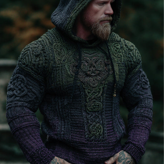 Men's Vintage Halloween Viking Embroidered Sweater artswardrobe