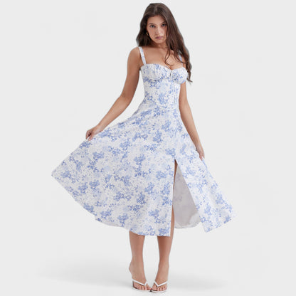 Weiß/blau mit Print