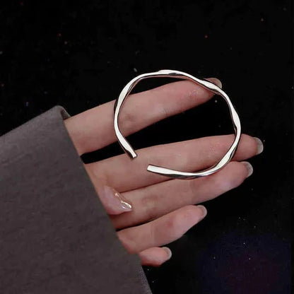Silver Bracelet, Adjustable and Irregular in Shape